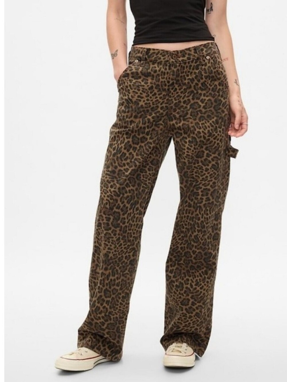 NWOT Gap Mid Rise '90s Loose Cheetah Cargo Jeans